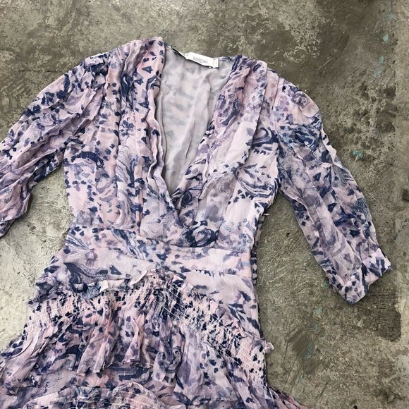 IRO Rahue Dress Light Purple Tiered Ruffle Smocked - Picture 4 of 9